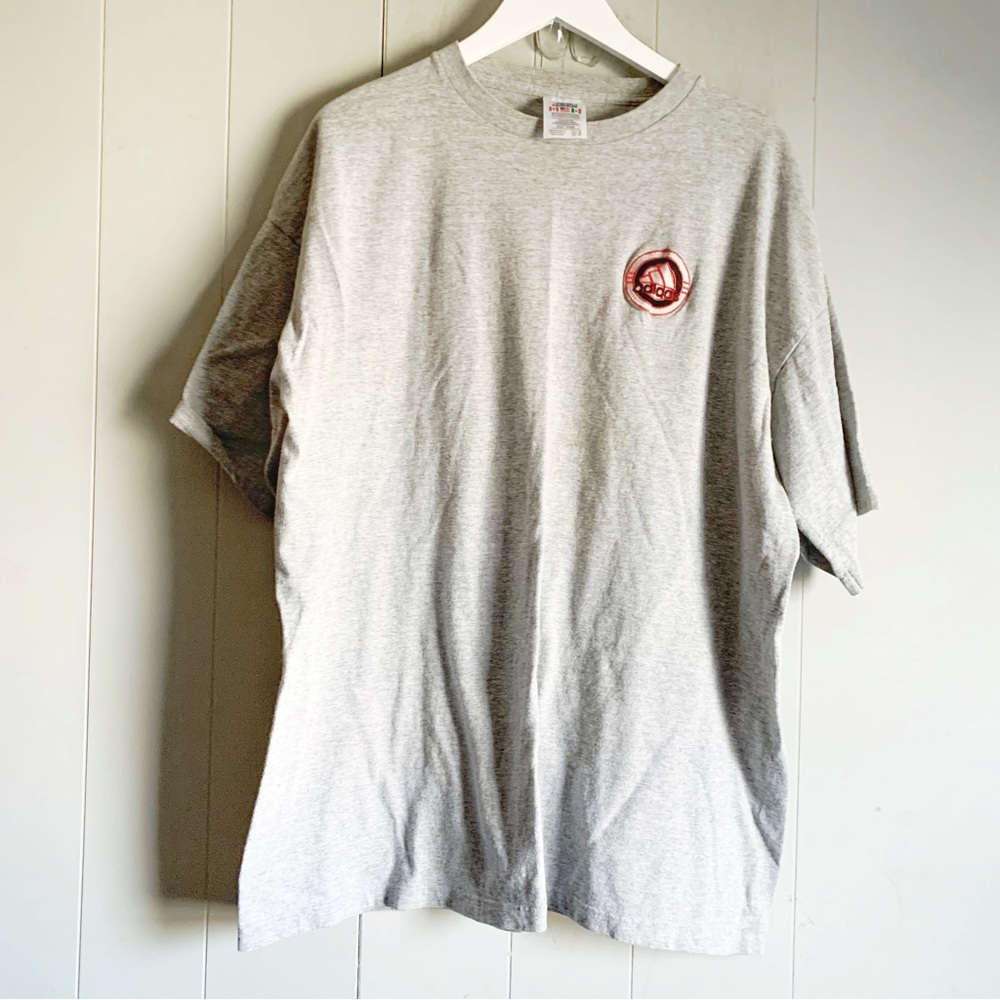 Vintage Adidas Embroidered Gray Graphic Tee XL